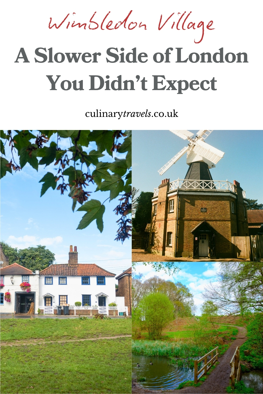 Wimbledon Village, windmill and green spaces in south west London, capturing the area&rsquo;s slower pace and local character
